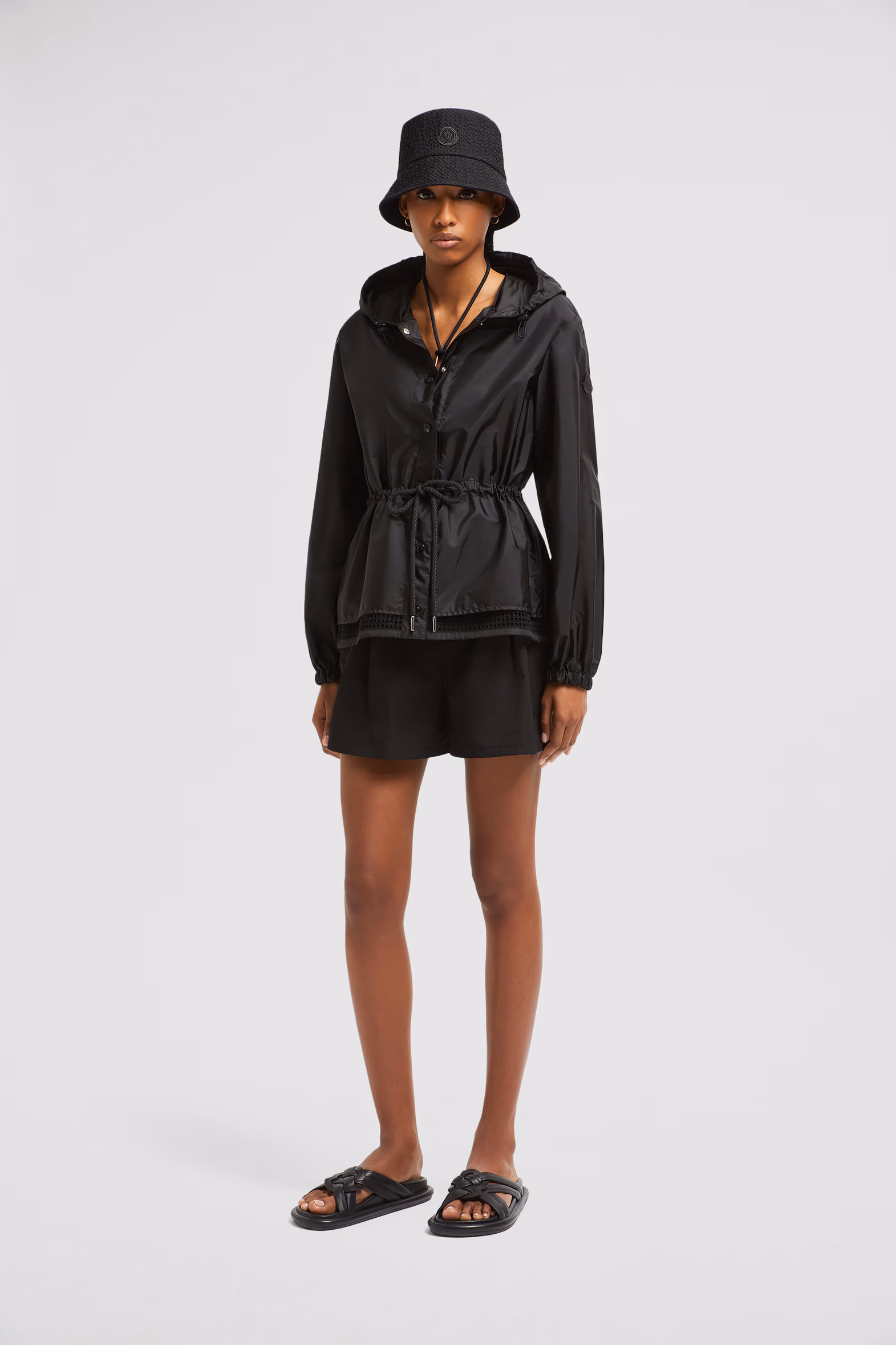Rochebonne Hooded Taffeta Jacket Women Black Moncler 0